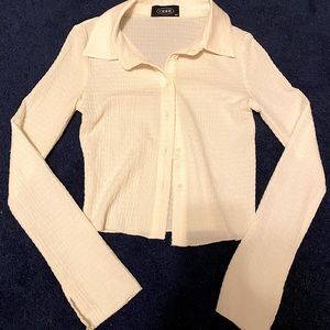 Cider Textured Button Up Top